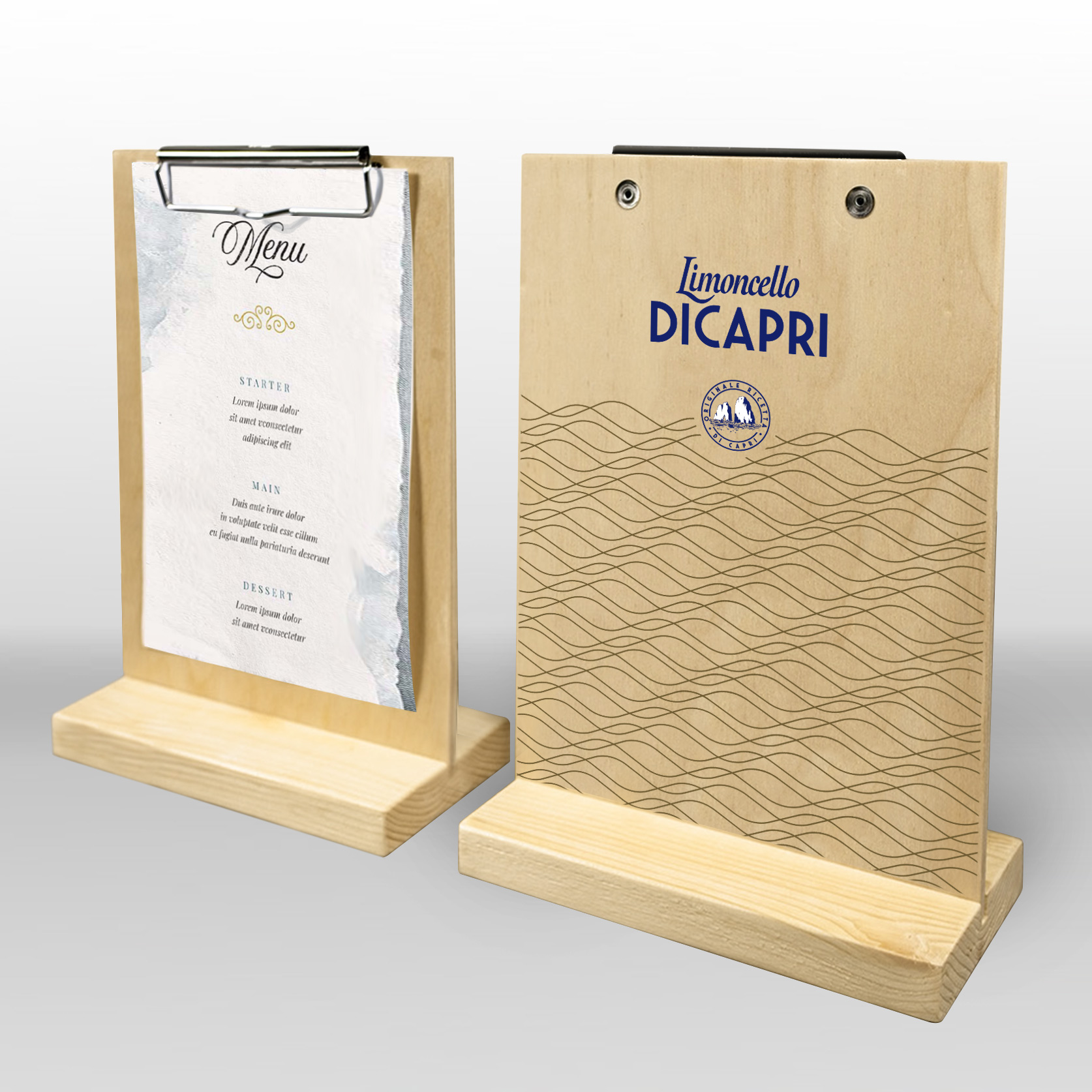 Limoncello di Capri Porta Menù in legno